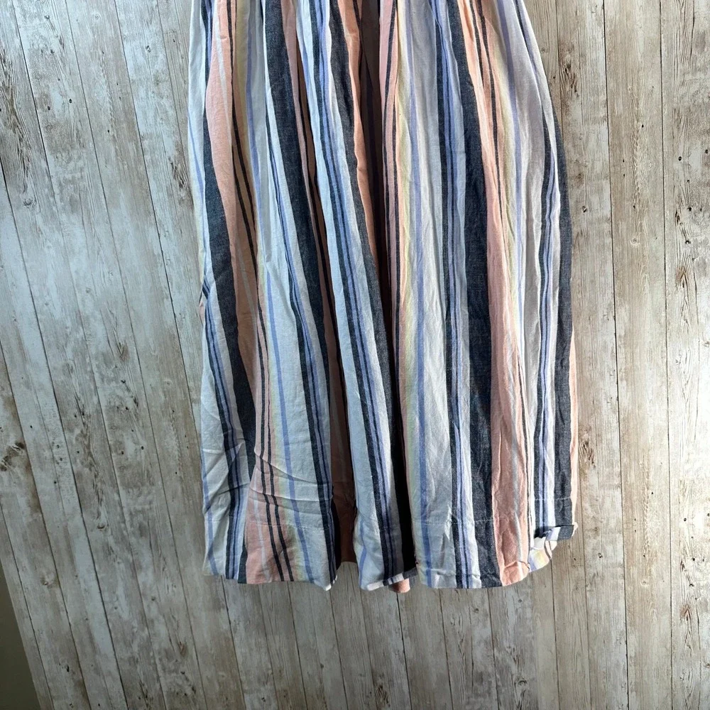 Free People Lilah Maxi Dress XS White Blue Pink Striped Convertible Strap‎ Boho
